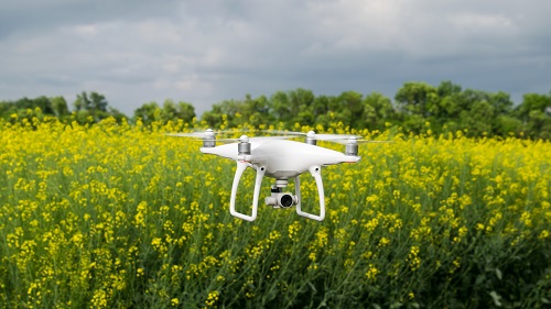 image of a drone above a crop
