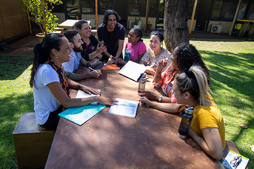 Image of a group of aboriginal students outside