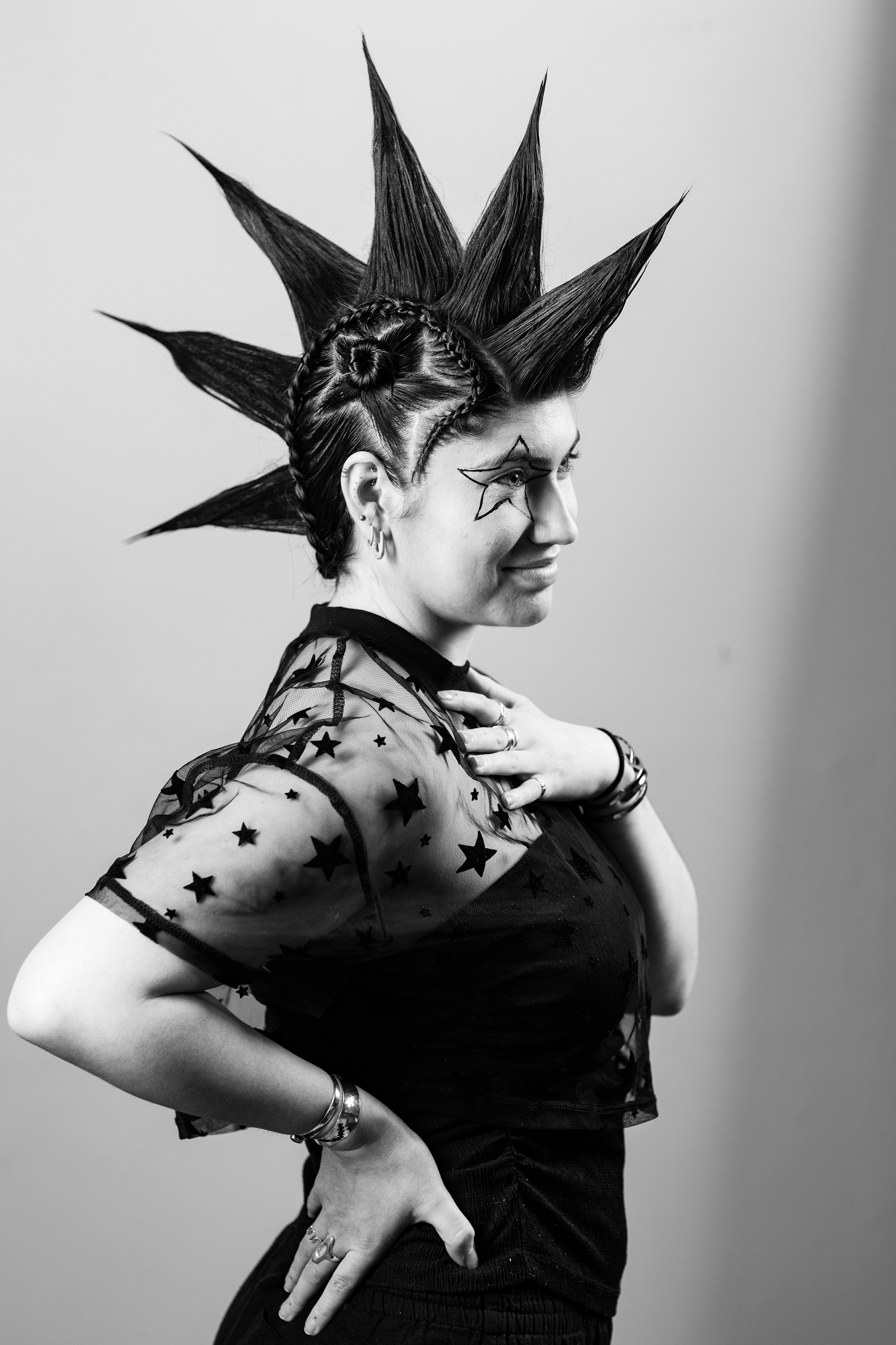 Model with spiked black hair - very punk