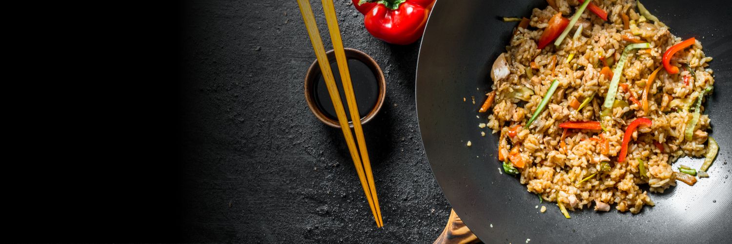 Fried rice in a wok