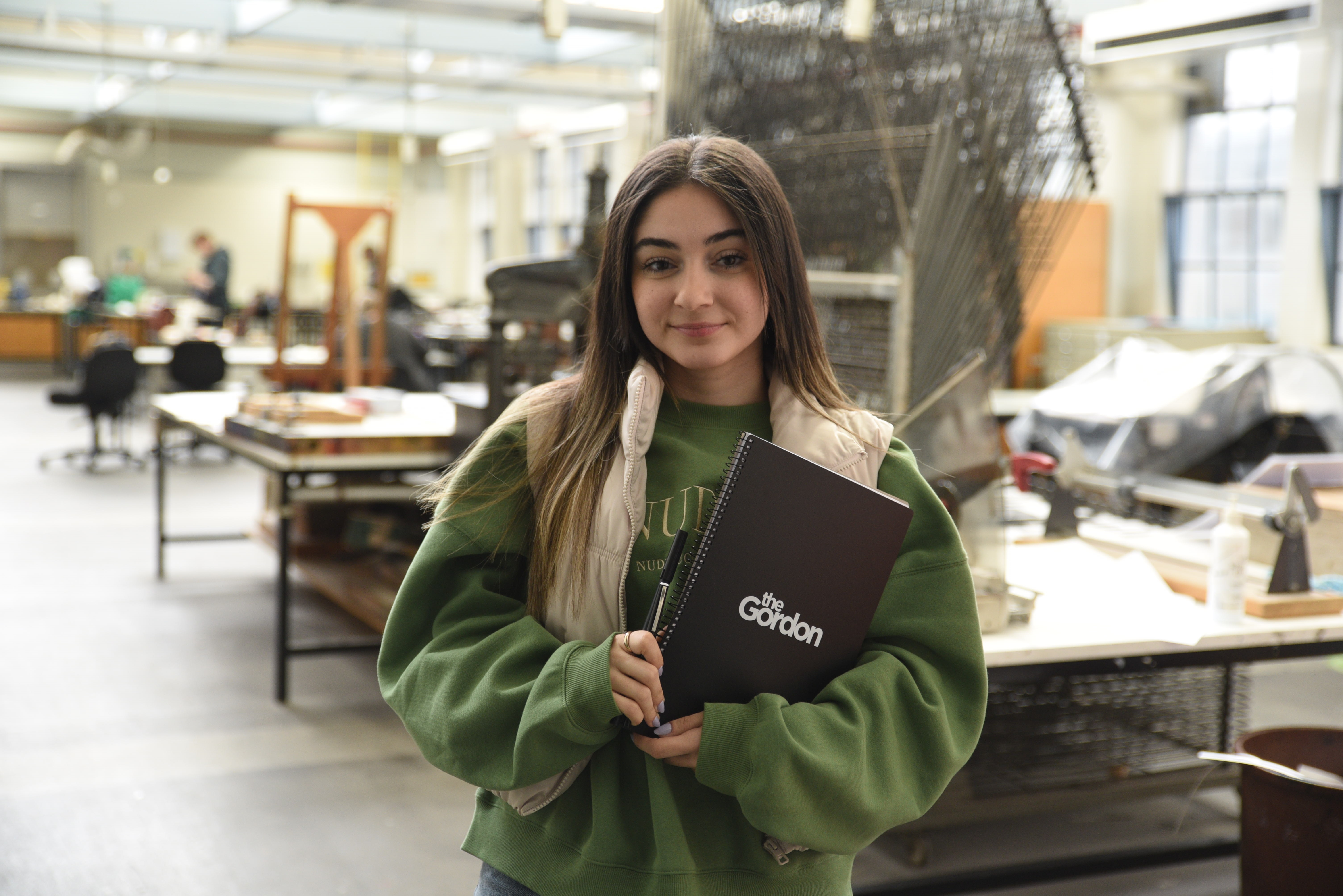 Young student in a workshop