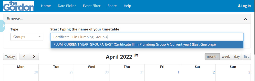 Image on an empty calendar session