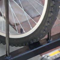 Bike wheel in bike rack