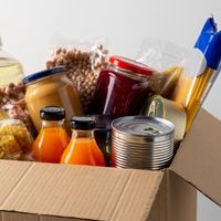 Box of donated food items