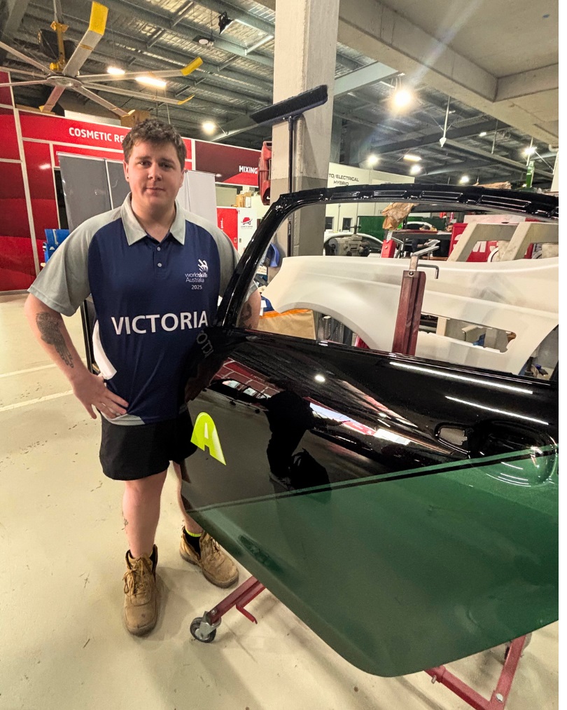 Automotive Refinishing student, Samuel Whitehead at the National WorldSkills Competition in Brisbane, Queensland.