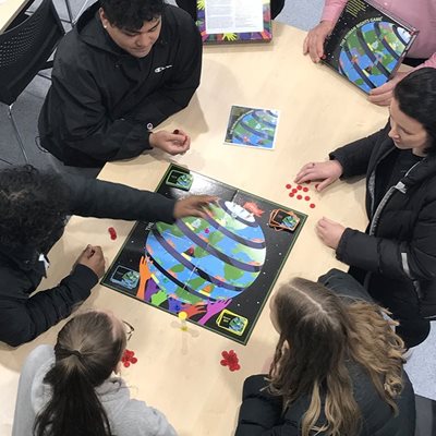 The Gordon's graphic design students play international board game, The Human Rights game.