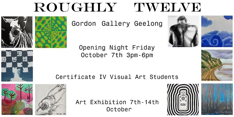 Images from the 'Roughly 12' exhibition by Gordon Visual Art students.